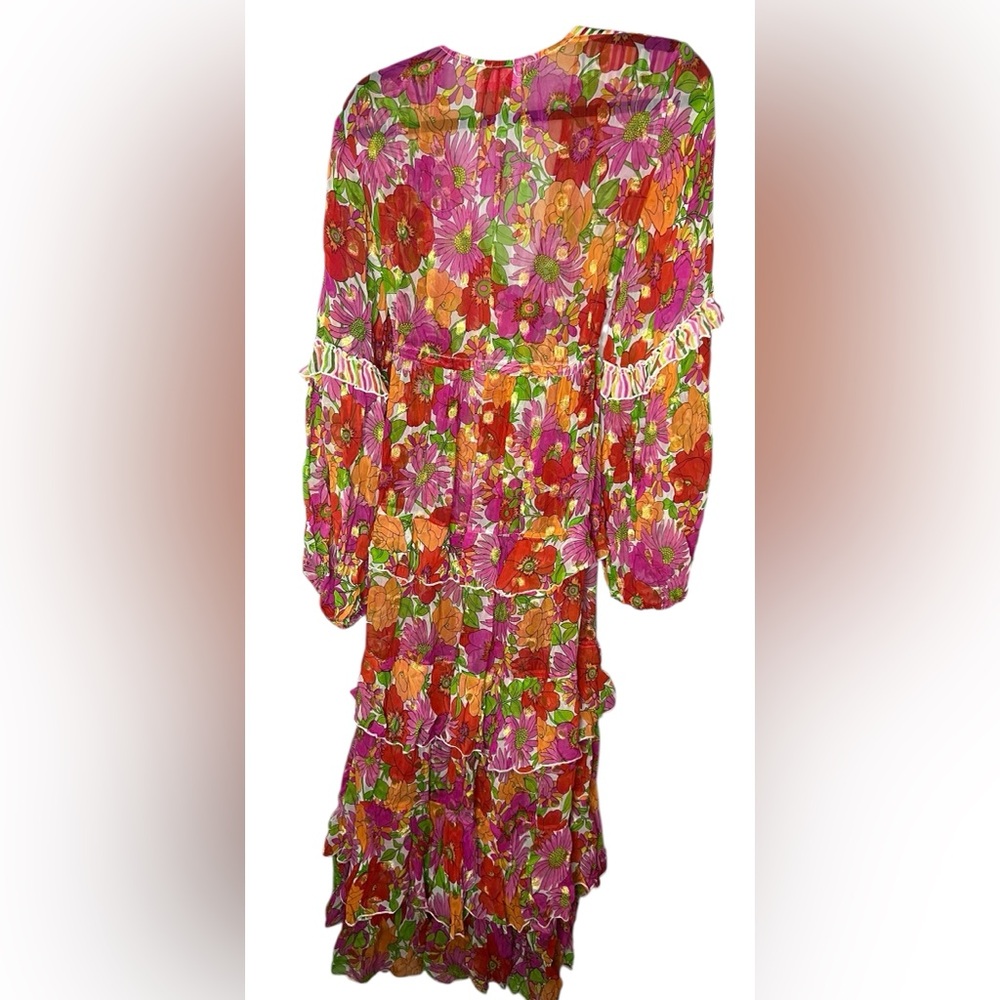 Miss June Paris floral v-neck midi dress OS - Picture 3 of 6